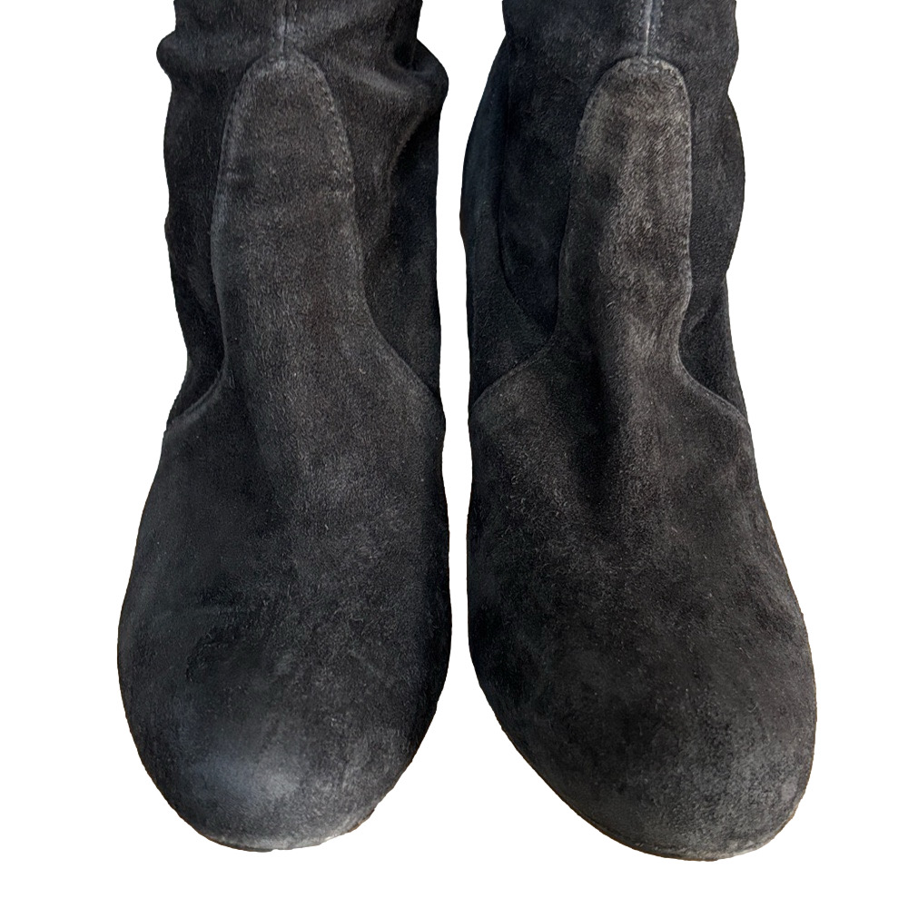 Stuart Weitzman Black Suede Over-the-Knee Stiletto Boots Minimal Chic Y2K Luxe - Picture 5 of 13